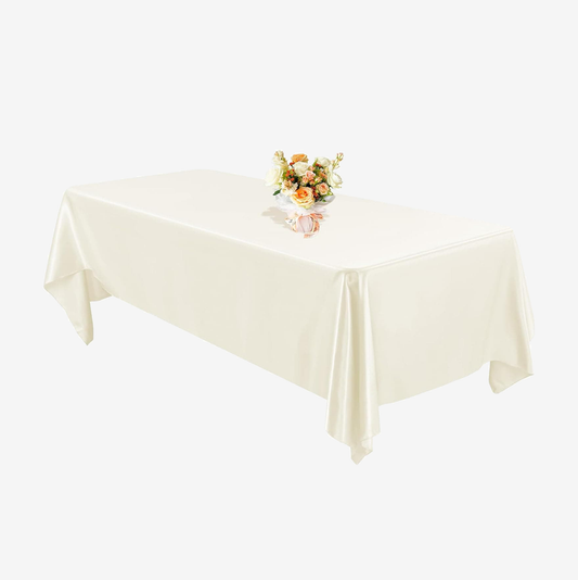 12 Pack Lvory Satin Tablecloth 57 x 108 Inch