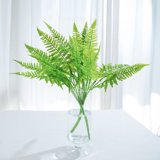 2 Stems Green Artificial Boston Fern Leaf Plant Indoor Faux Spray 19"