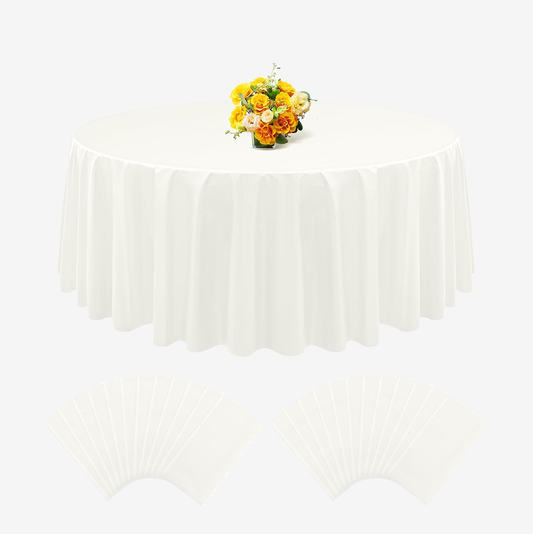 24 Pack Plastic Round Tablecloth 84 inch