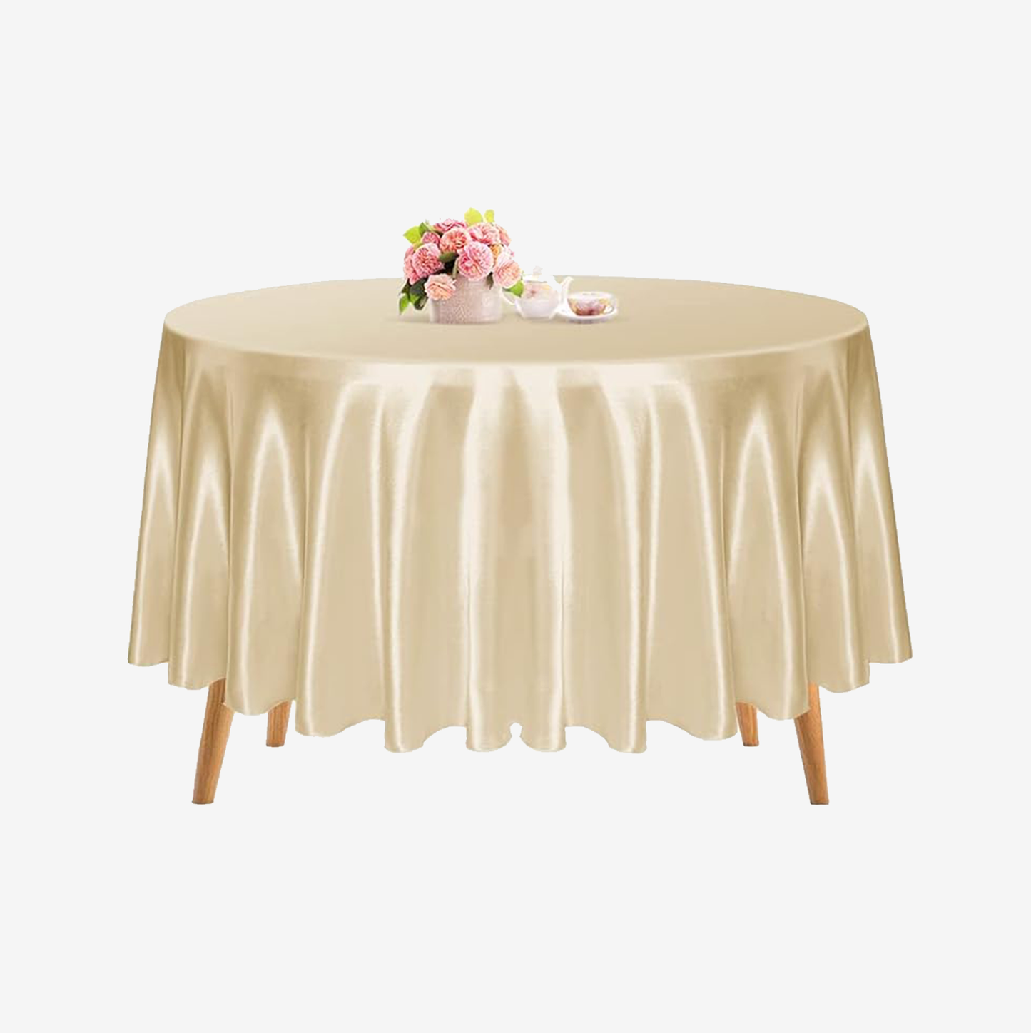 4 PCS Round Satin Tablecloth