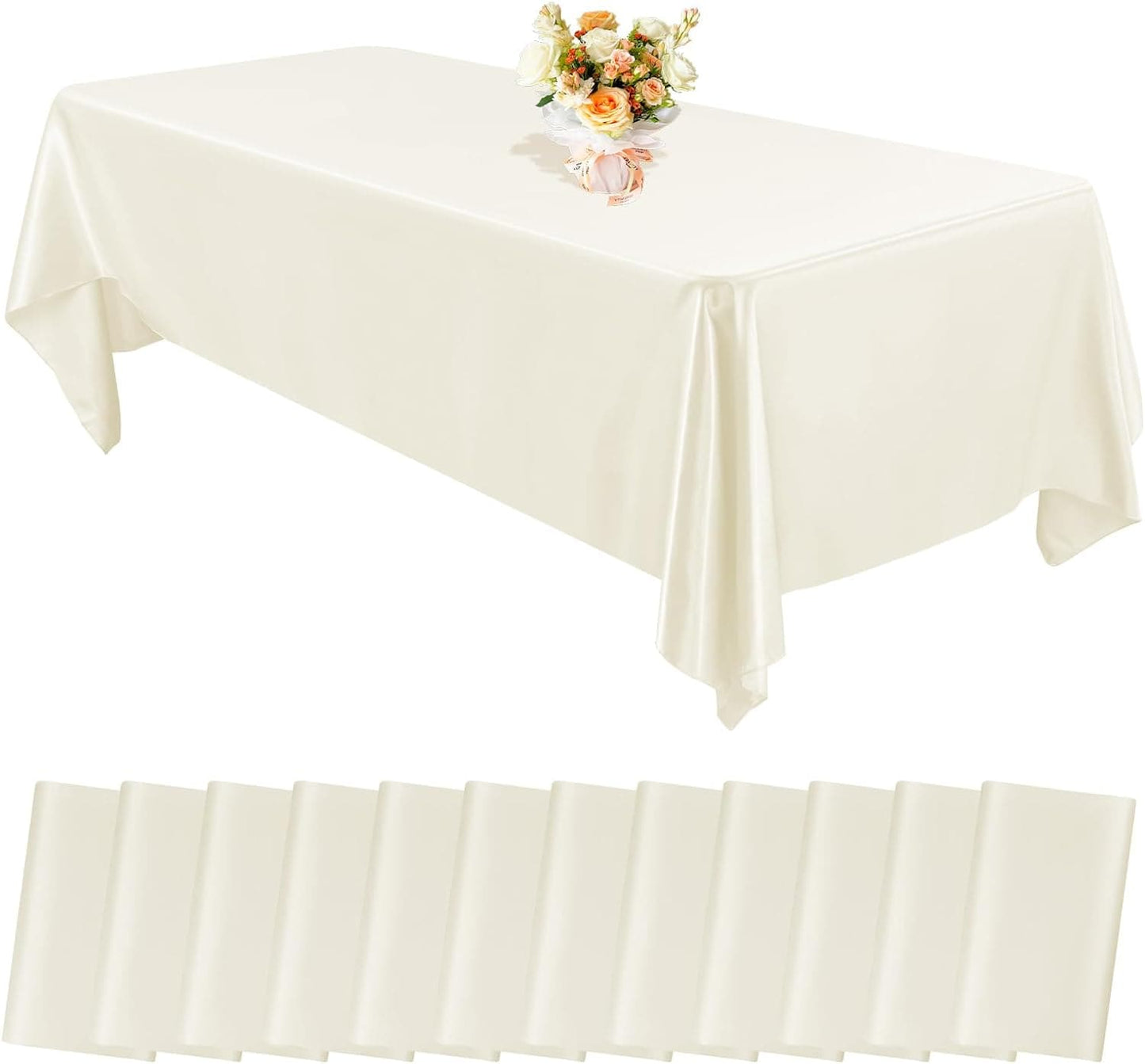 6 Pack Satin Tablecloth 57 x 108 Inch