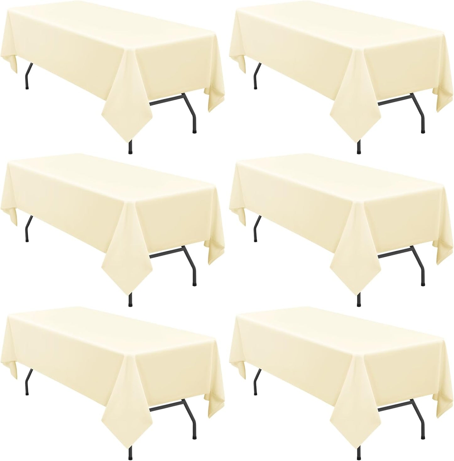 Tablecloth Polyester Table Cloth for 6 Foot Rectangle Tables,Stain and Wrinkle Resistant Washable Fabric Table Covers Polyester Beige Table Clothes for Wedding,Party,Banquet