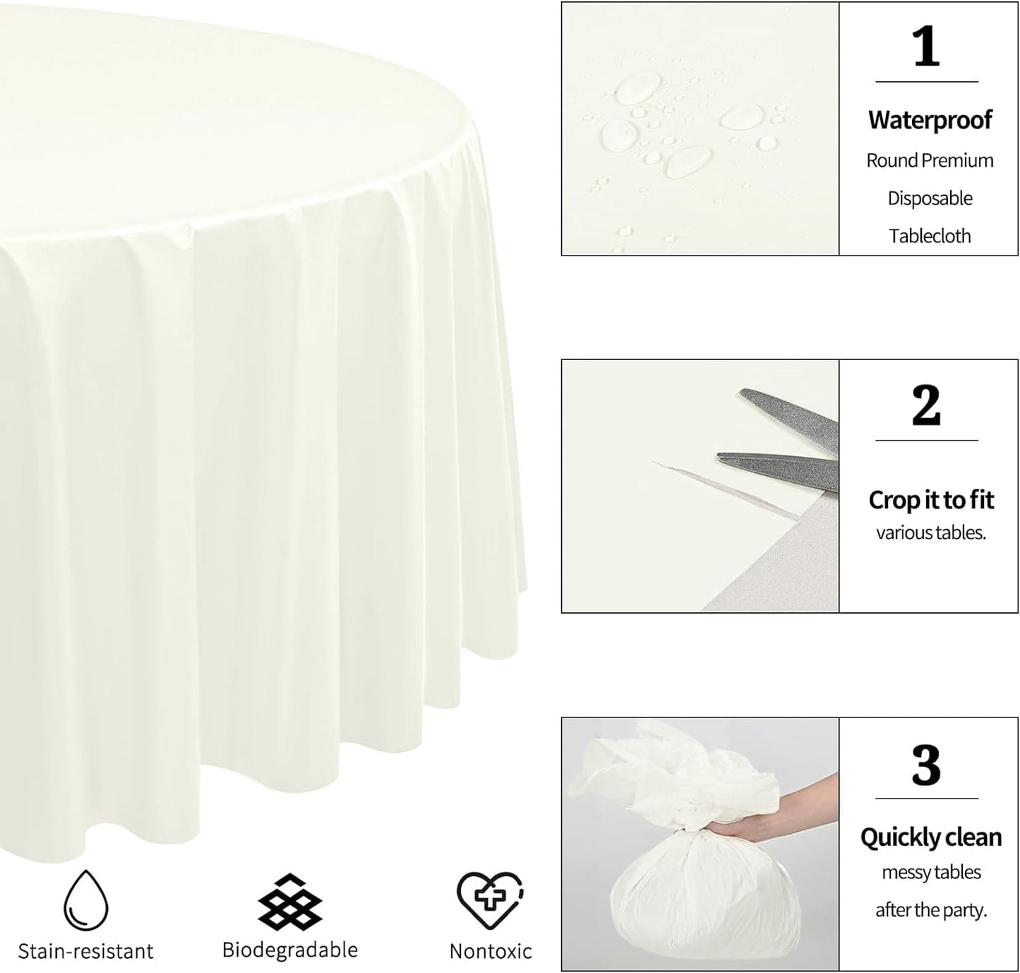 24 Pack Plastic Round Tablecloth 84 inch