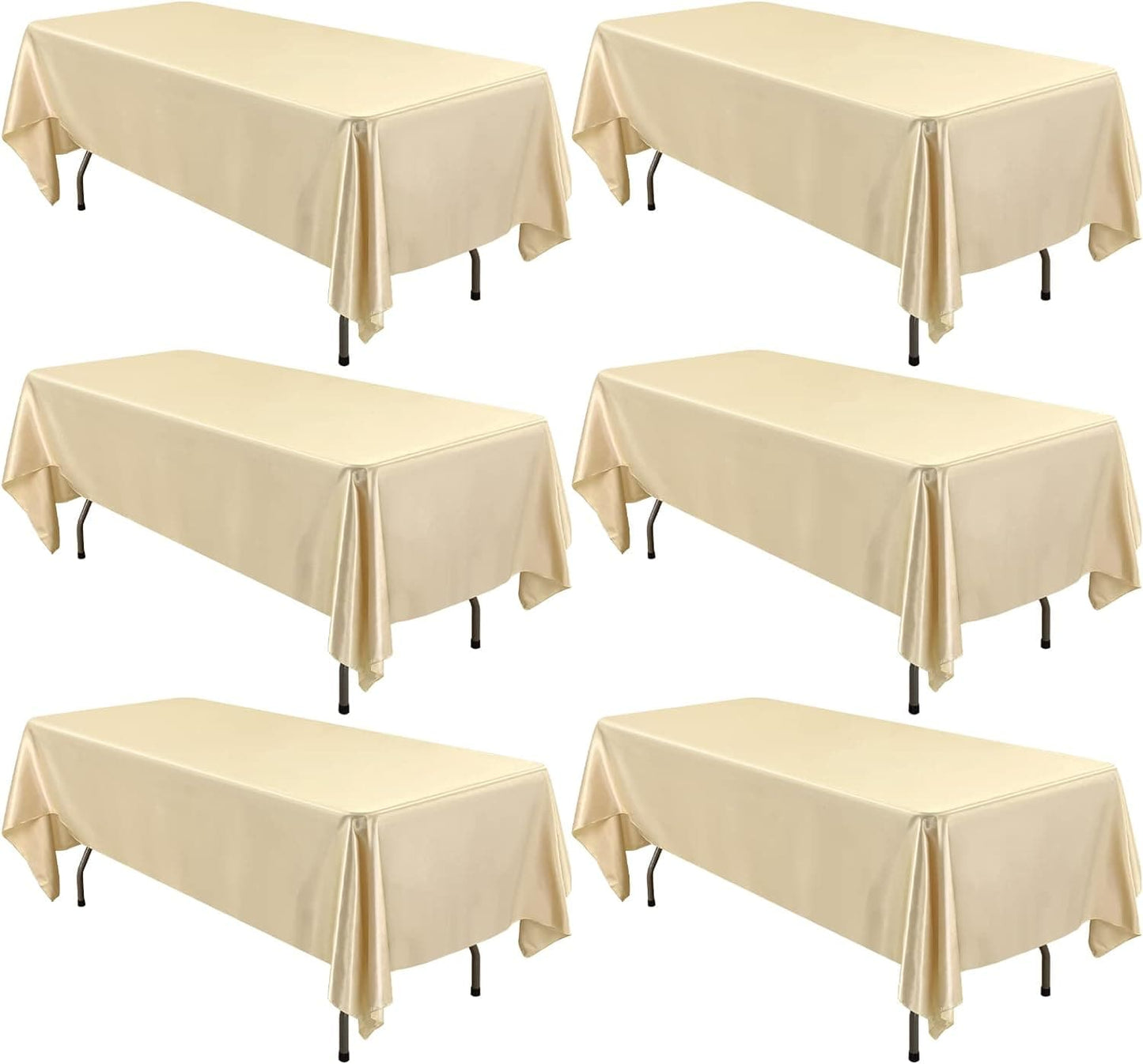 6 Pack Satin Tablecloth 57 x 108 Inch