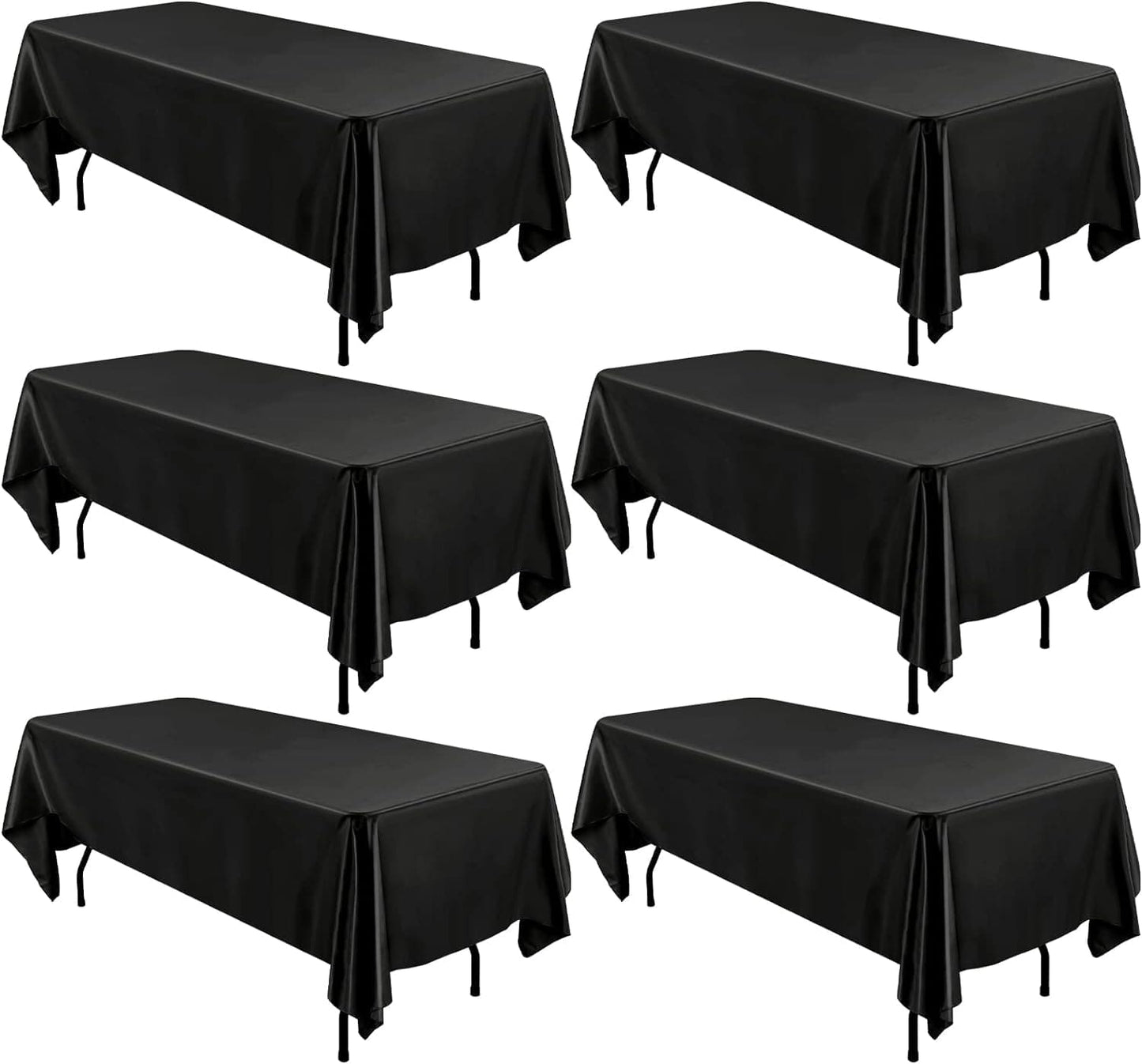 6 Pack Satin Tablecloth 57 x 108 Inch