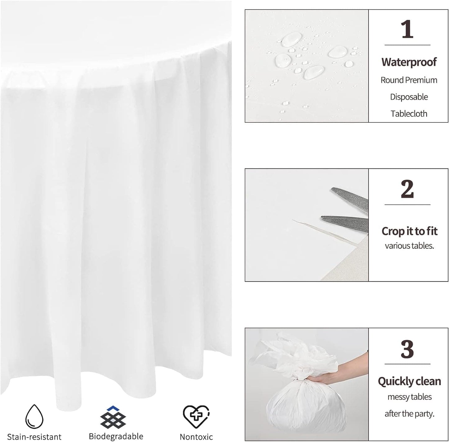 15 Pack Plastic Round Tablecloth 60 inch