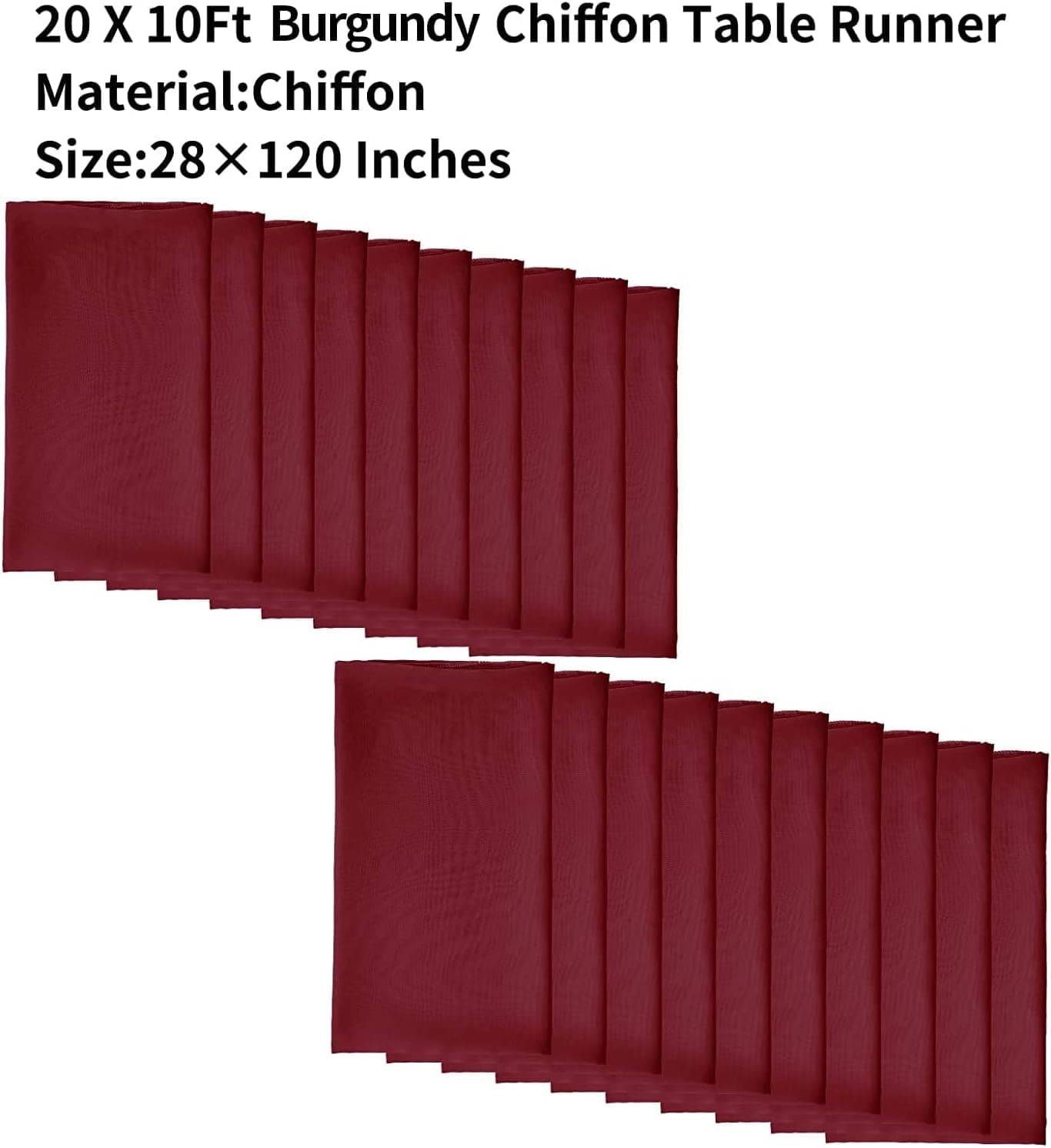 MORLIN Chiffon Table Runner 10Ft -28x120 Inches