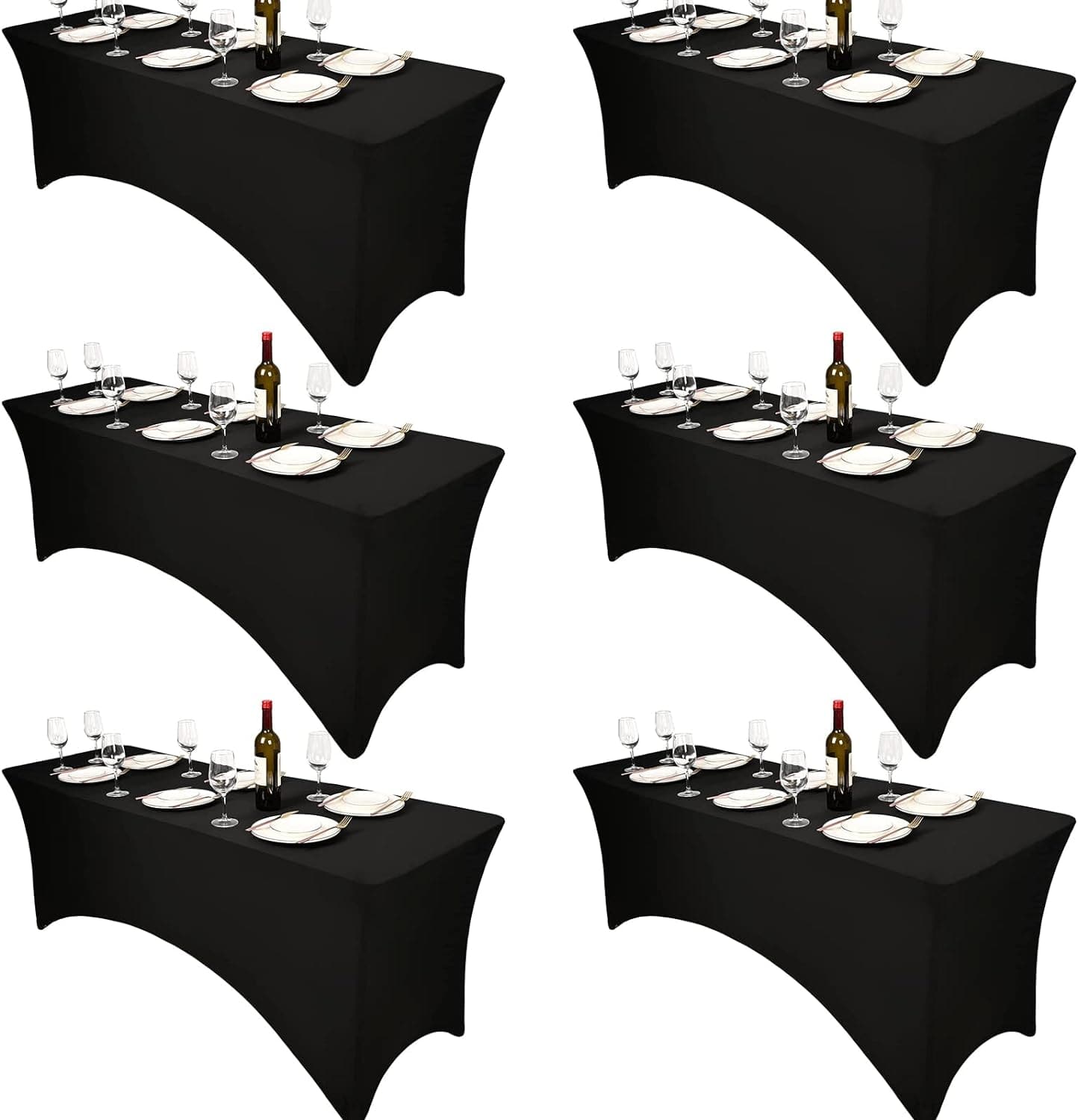 6Pack 6FT Spandex Table Covers,Red Spandex Table Cover,Spandex Elastic Tablecloth Fitted Rectangular Table Protector for Birthday Party/Wedding/Craft Exhibitions