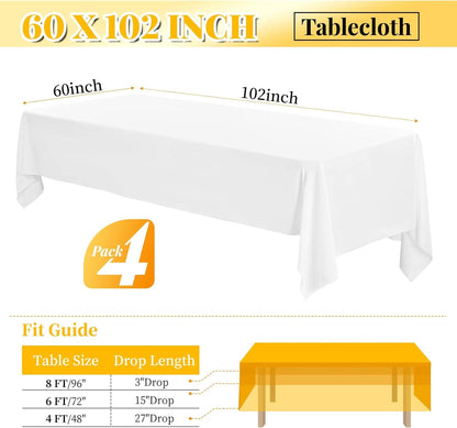 6 Pack Rectangle Tablecloth Polyester 90*132 inch