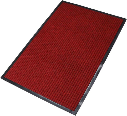 Large Outdoor Indoor Entrance Doormat Red Waterproof Low Profile Entrance Rug Front Door Mat Patio Anti-Skid Rubber Back