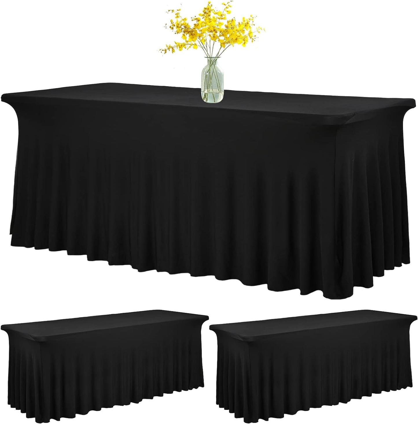 Spandex Table Skirt Fitted Royal Blue Stretch Tablecloth,1-Piece Wrinkle-Resistant Ruffles Design Installs in Seconds,Perfect for Rectangle Tables Banquets Party Wedding Thanksgiving