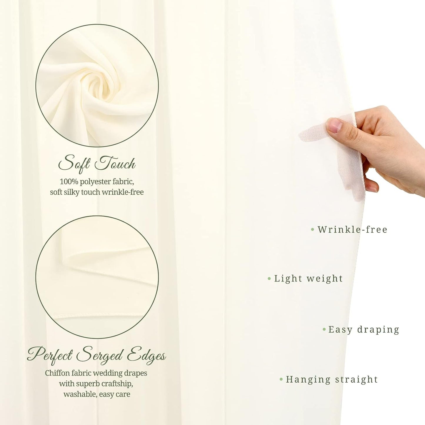 Wedding Arch Drapes for Ceremony Chiffon Fabric Drapes Arbor28"x20ft