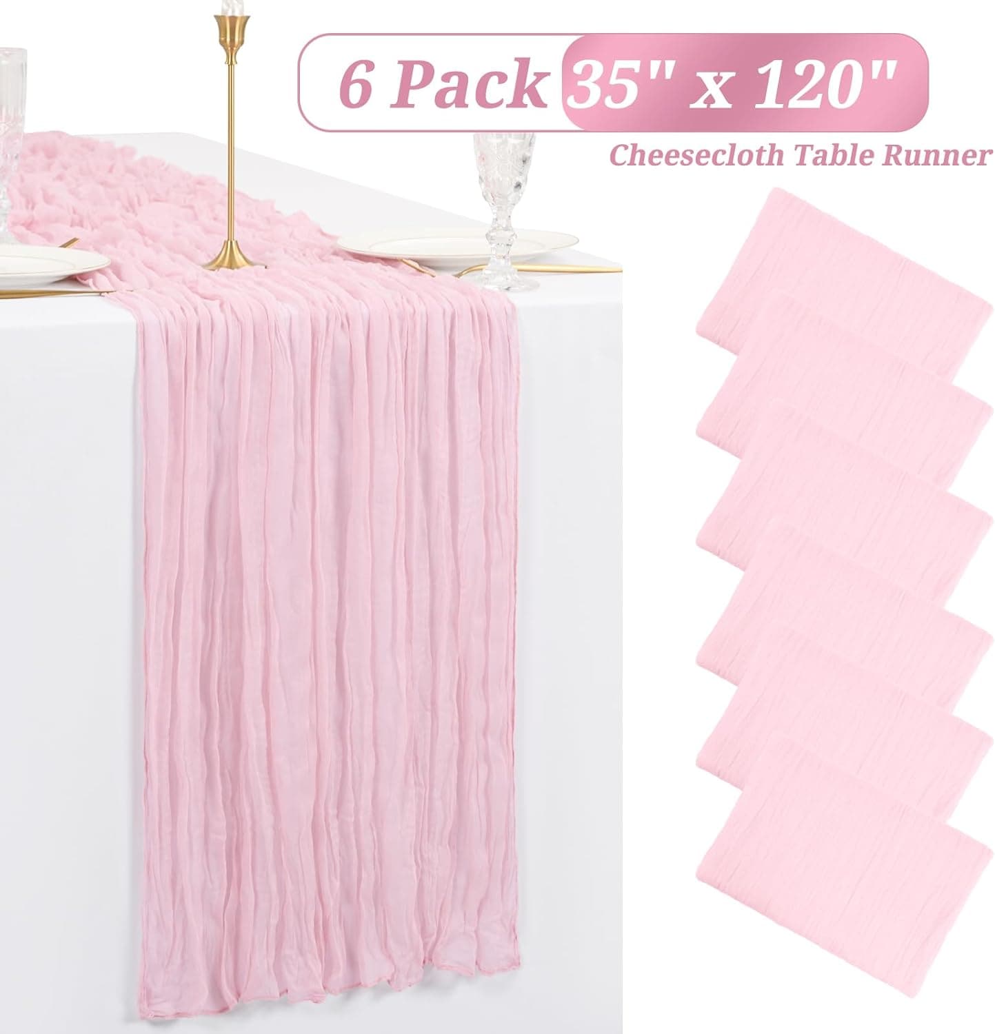 6 Pack Cheesecloth Table Runner 10FT