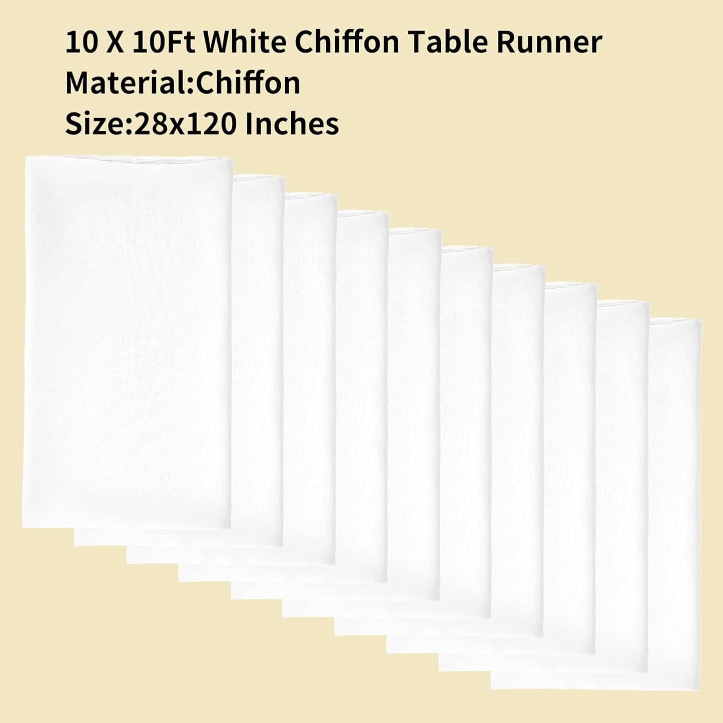 20Pcs Chiffon Table Runner 10Ft-28x120 Inches