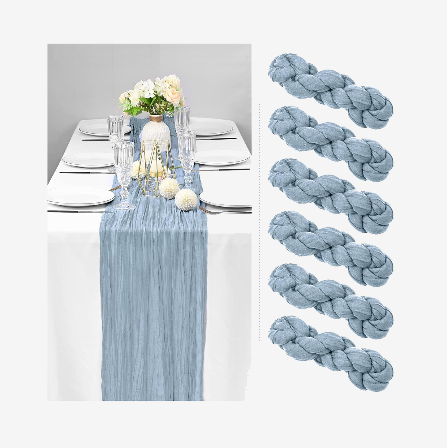 Dusty Blue Cheesecloth Table Runner 13ft