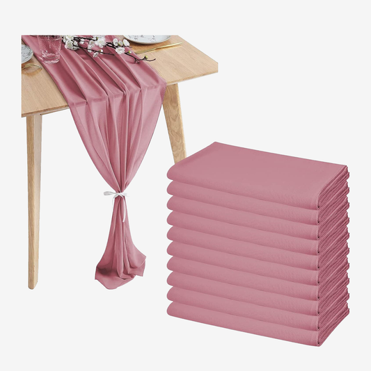 MORLIN Chiffon Table Runner 10Ft -28x120 Inches