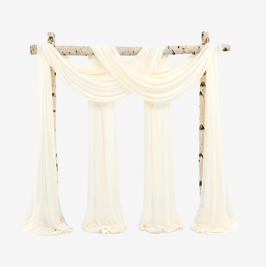 MORLIN Wedding Arch Draping Fabric,4 Panels 28"x20ft Ivory Wedding Arch