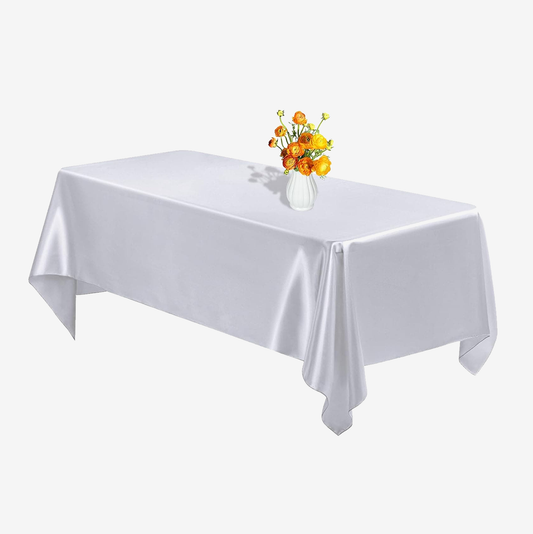 Satin Rectangle Tablecloth 57 x 108 Inch Sliver