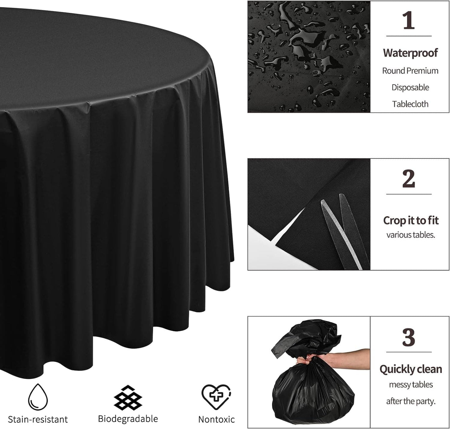 15 Pack Plastic Round Tablecloth 60 inch