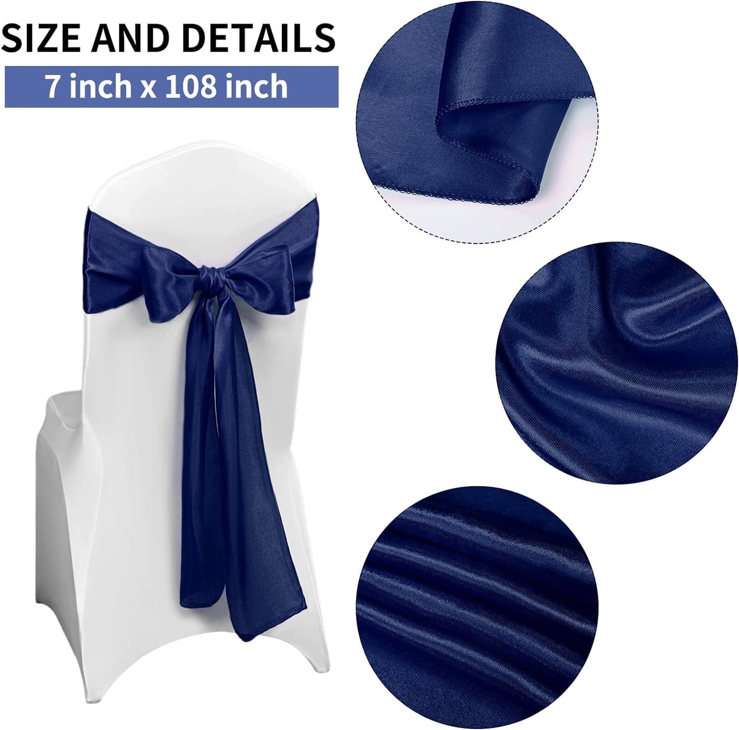 50 PCS Satin Chair Sash Chair Wedding