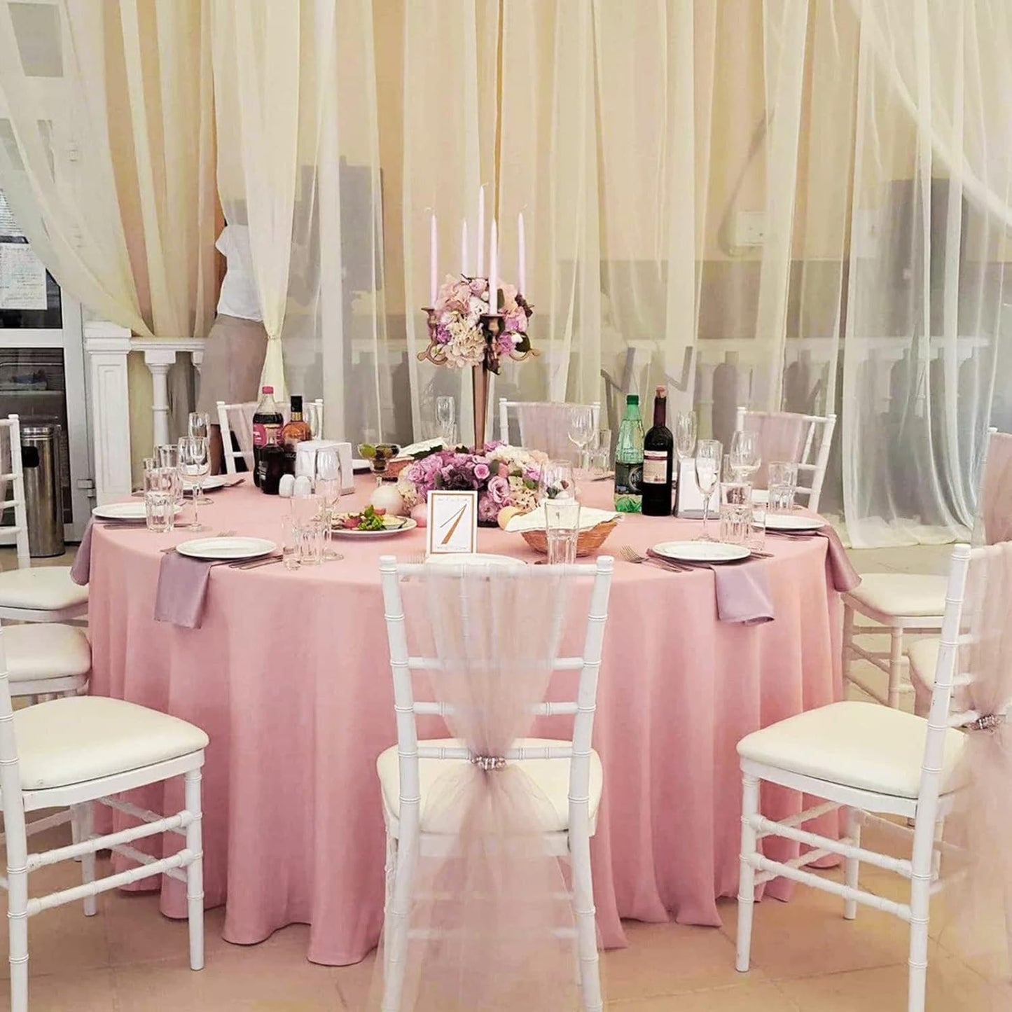 10 Pcs Round Satin Tablecloth