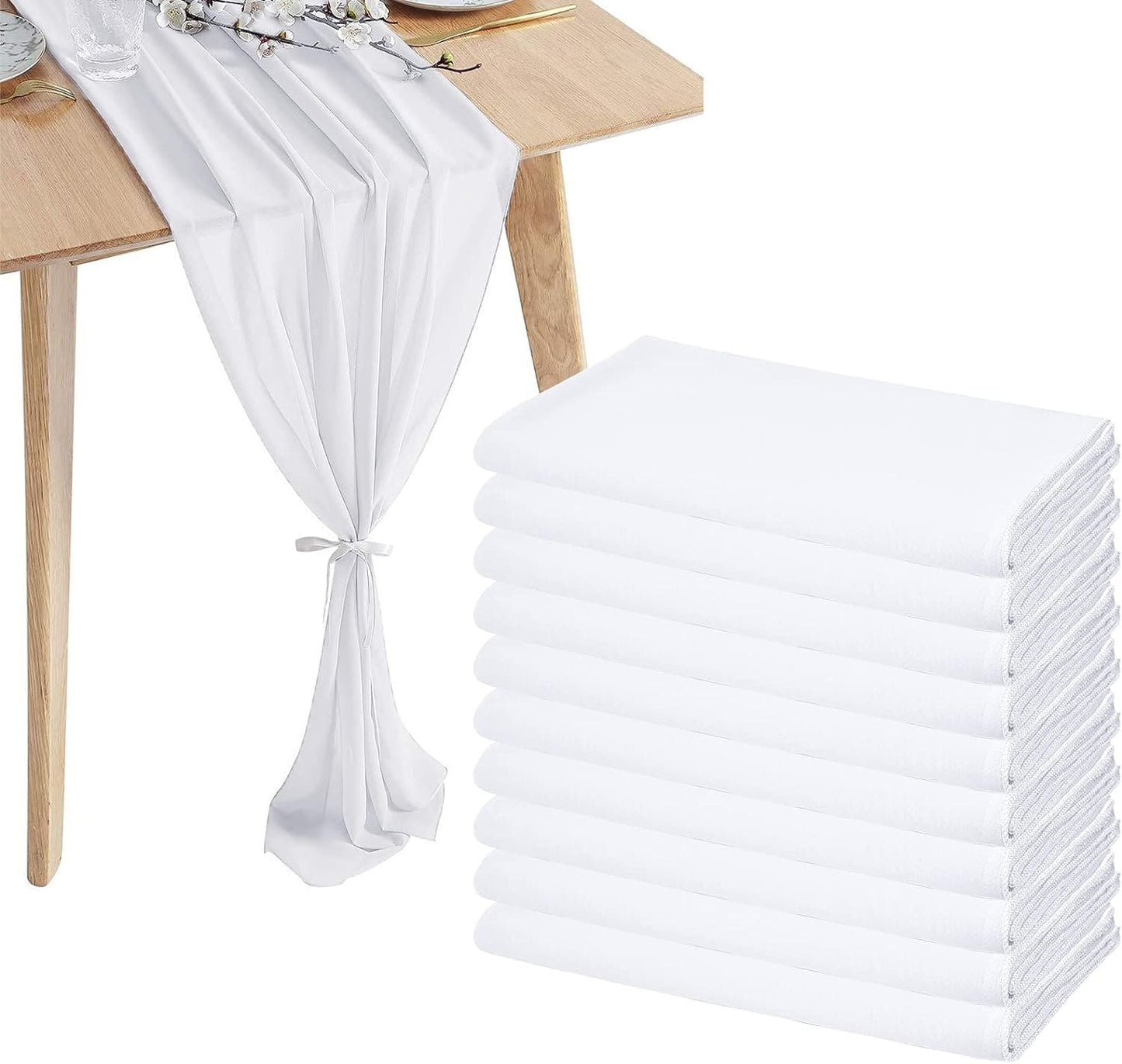 20Pcs Chiffon Table Runner 10Ft-28x120 Inches