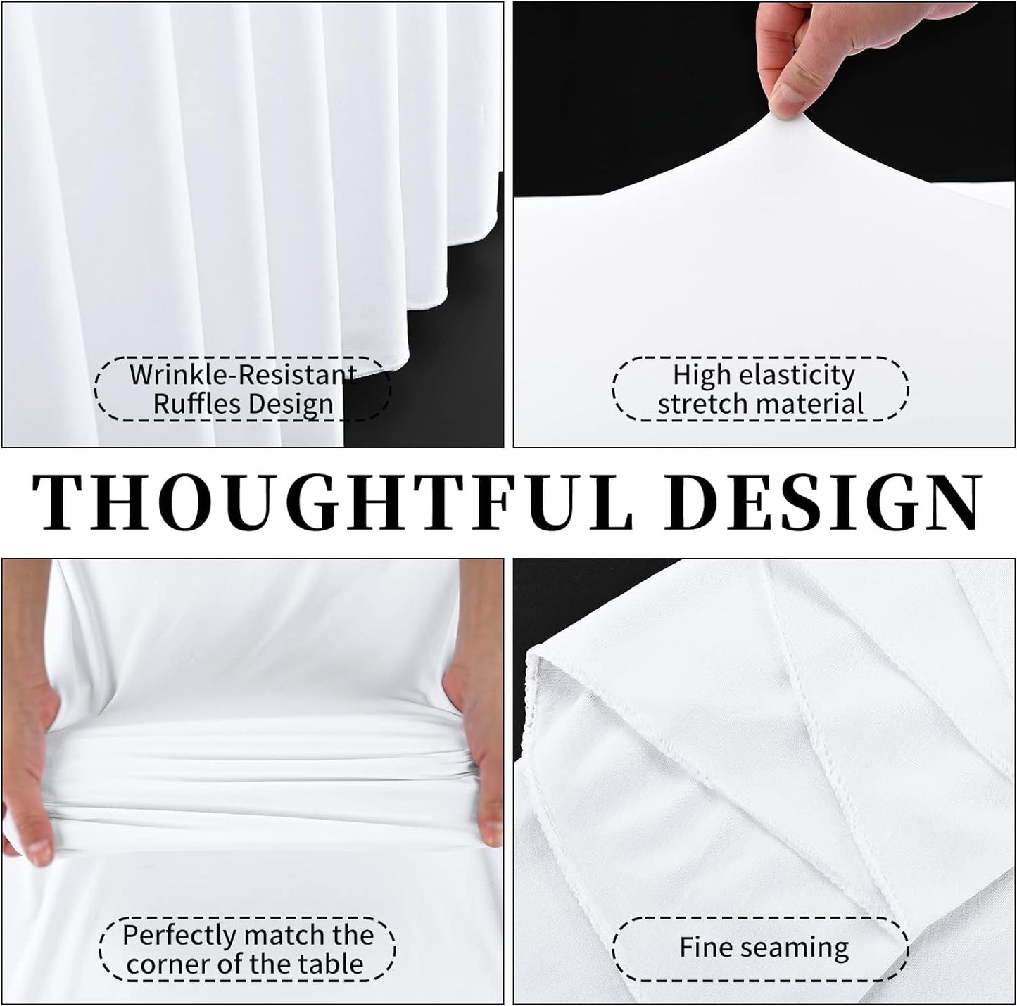 Spandex Table Skirt Fitted Royal Blue Stretch Tablecloth,1-Piece Wrinkle-Resistant Ruffles Design Installs in Seconds,Perfect for Rectangle Tables Banquets Party Wedding Thanksgiving
