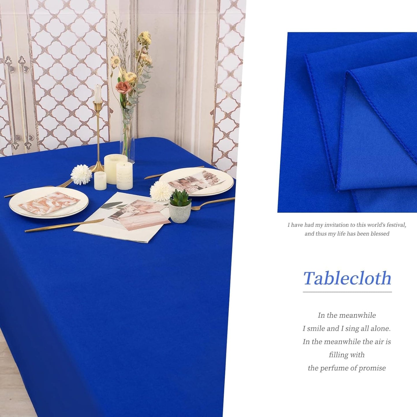 6 Pack Rectangle Tablecloth Polyester 90*132 inch