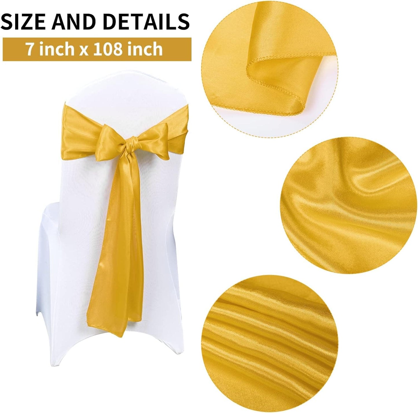 50 PCS Satin Chair Sash ChairWedding