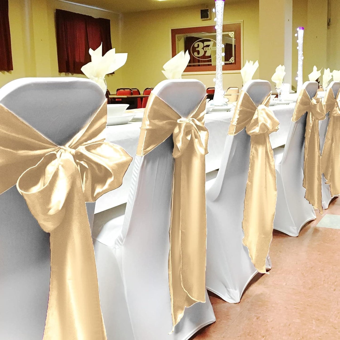 50 PCS Satin Chair Cover Chair Sashes