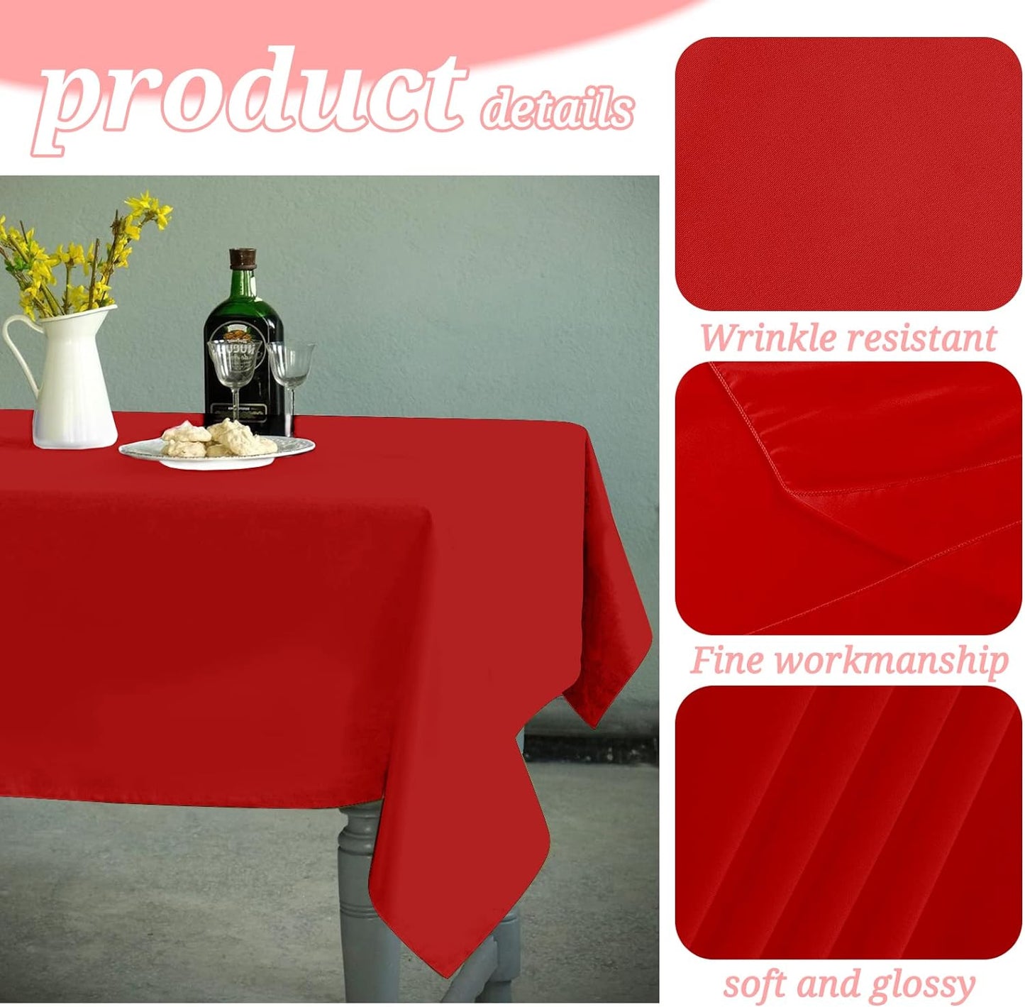 Tablecloth Polyester Table Cloth for 6 Foot Rectangle Tables,Stain and Wrinkle Resistant Washable Fabric Table Covers Polyester Beige Table Clothes for Wedding,Party,Banquet