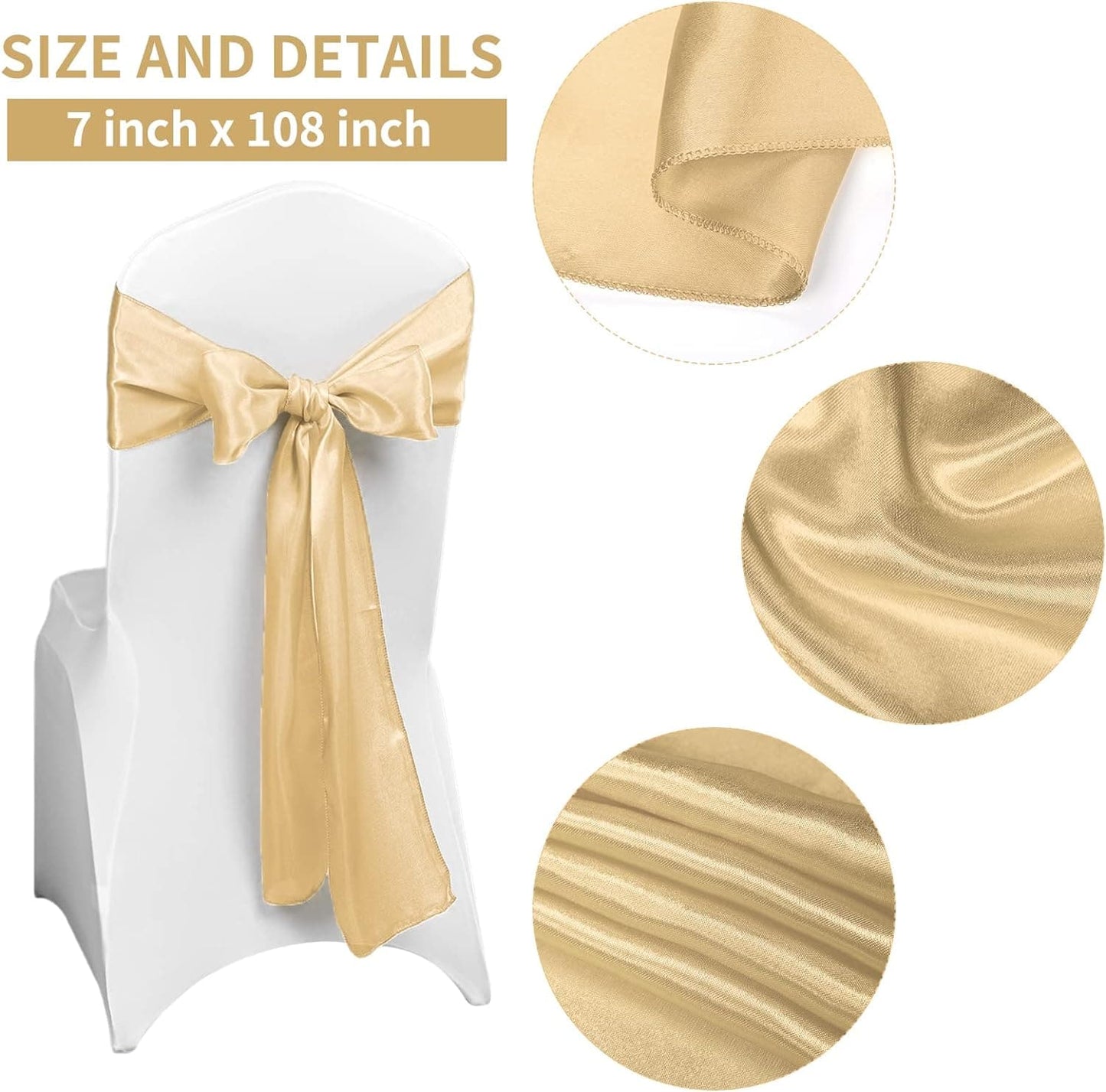 50 PCS Satin Chair Sash ChairWedding