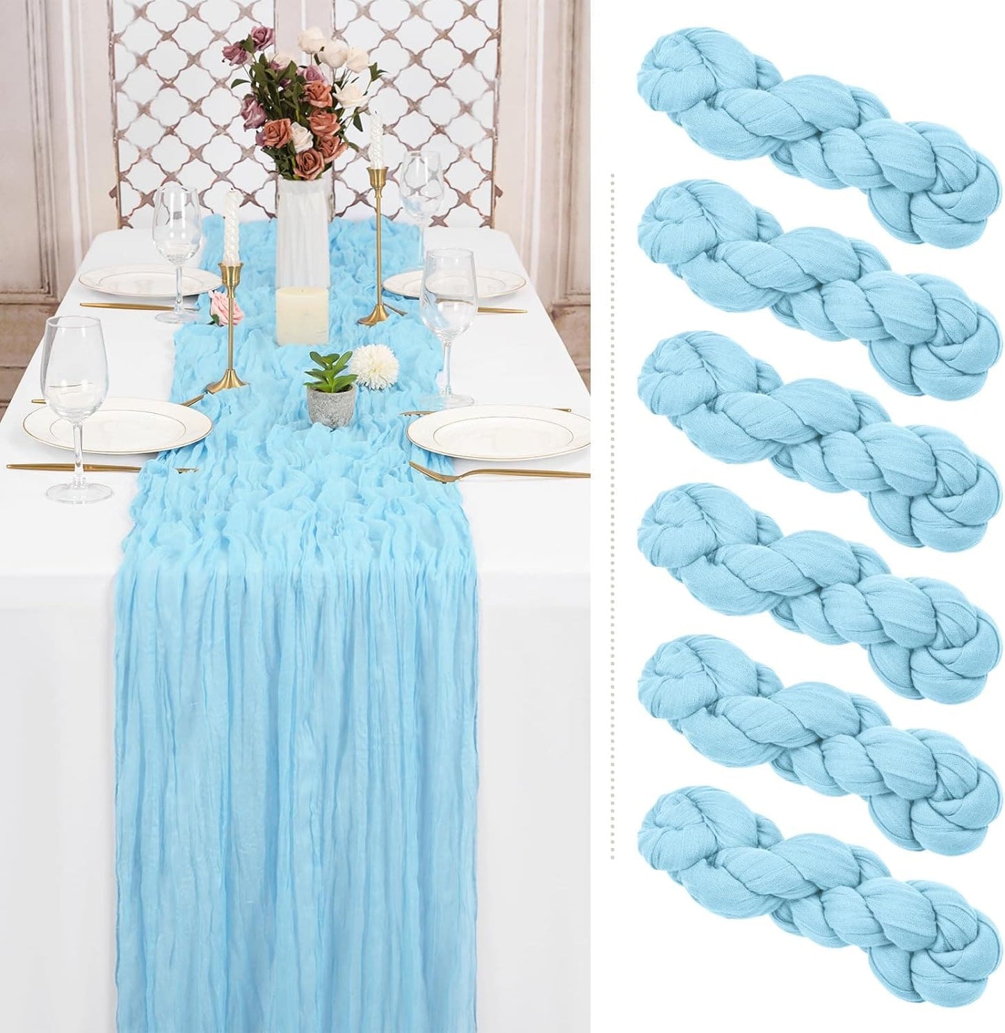 Dusty Blue Cheesecloth Table Runner 13ft