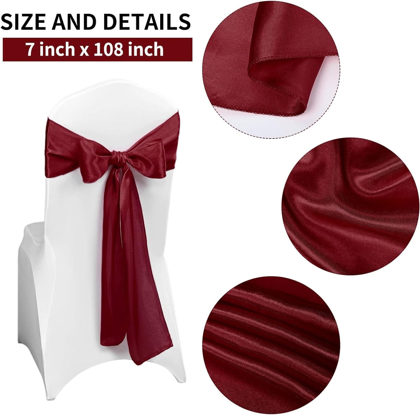 50 PCS Satin Chair Sash ChairWedding