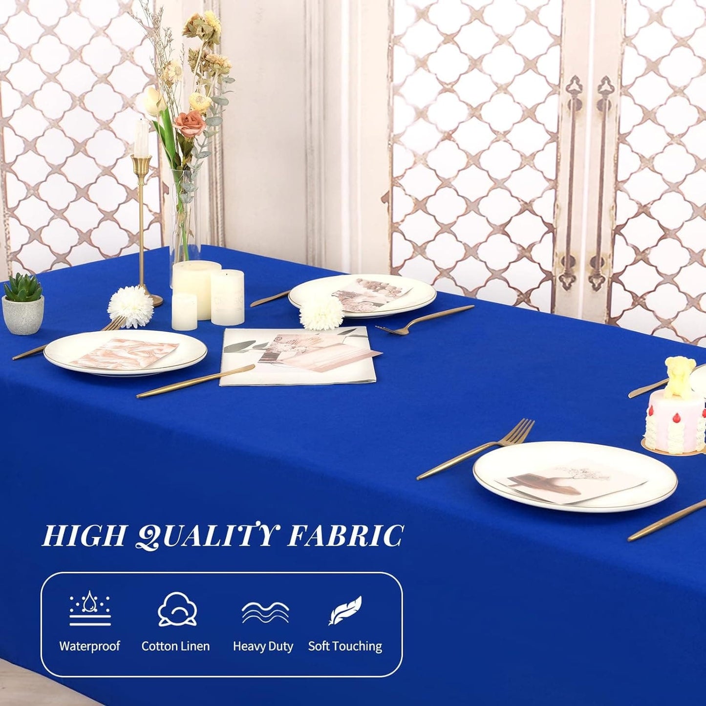 2/4/6 Pack Rectangle Tablecloth Polyester Beige