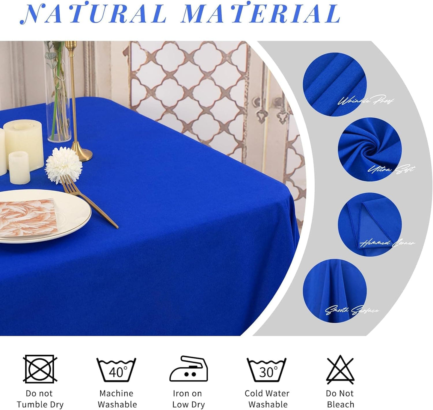 6 Pack Rectangle Tablecloth Polyester 90*132 inch