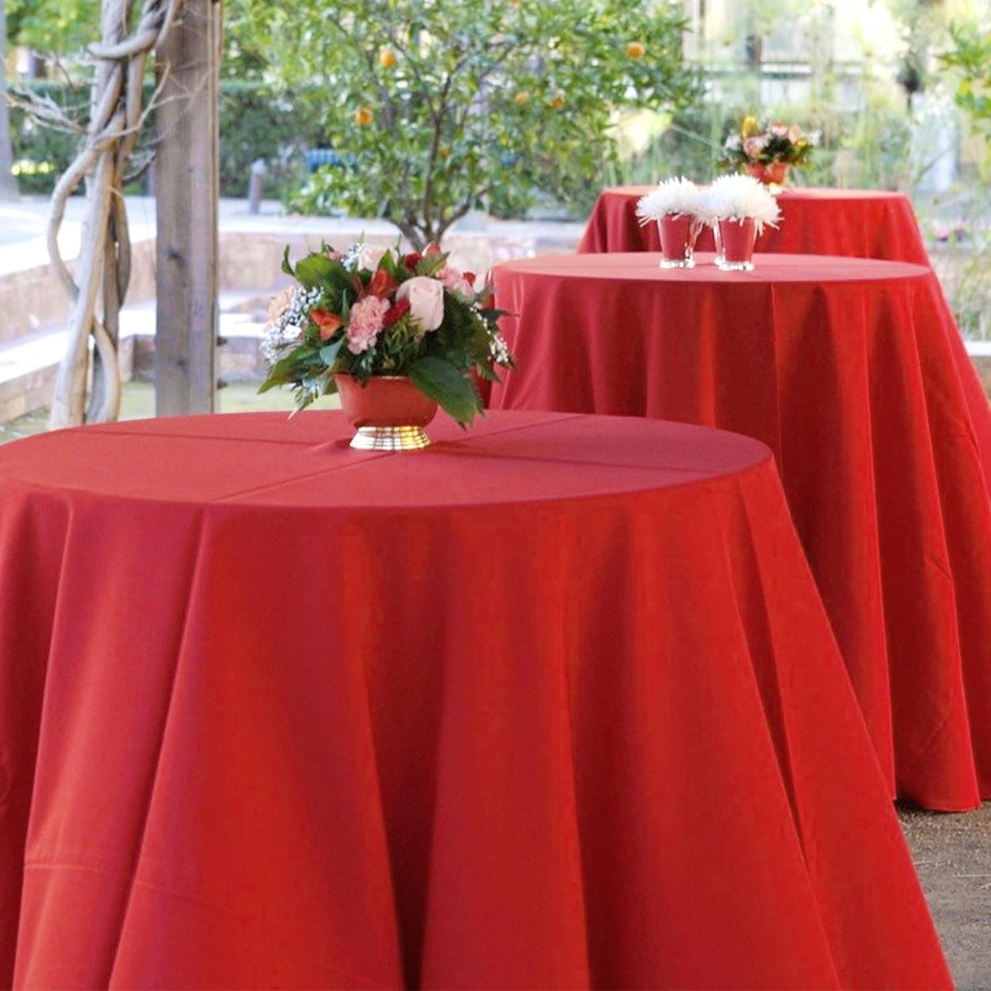 6 Pack Round Tablecloth Polyester Table Cloth Beige