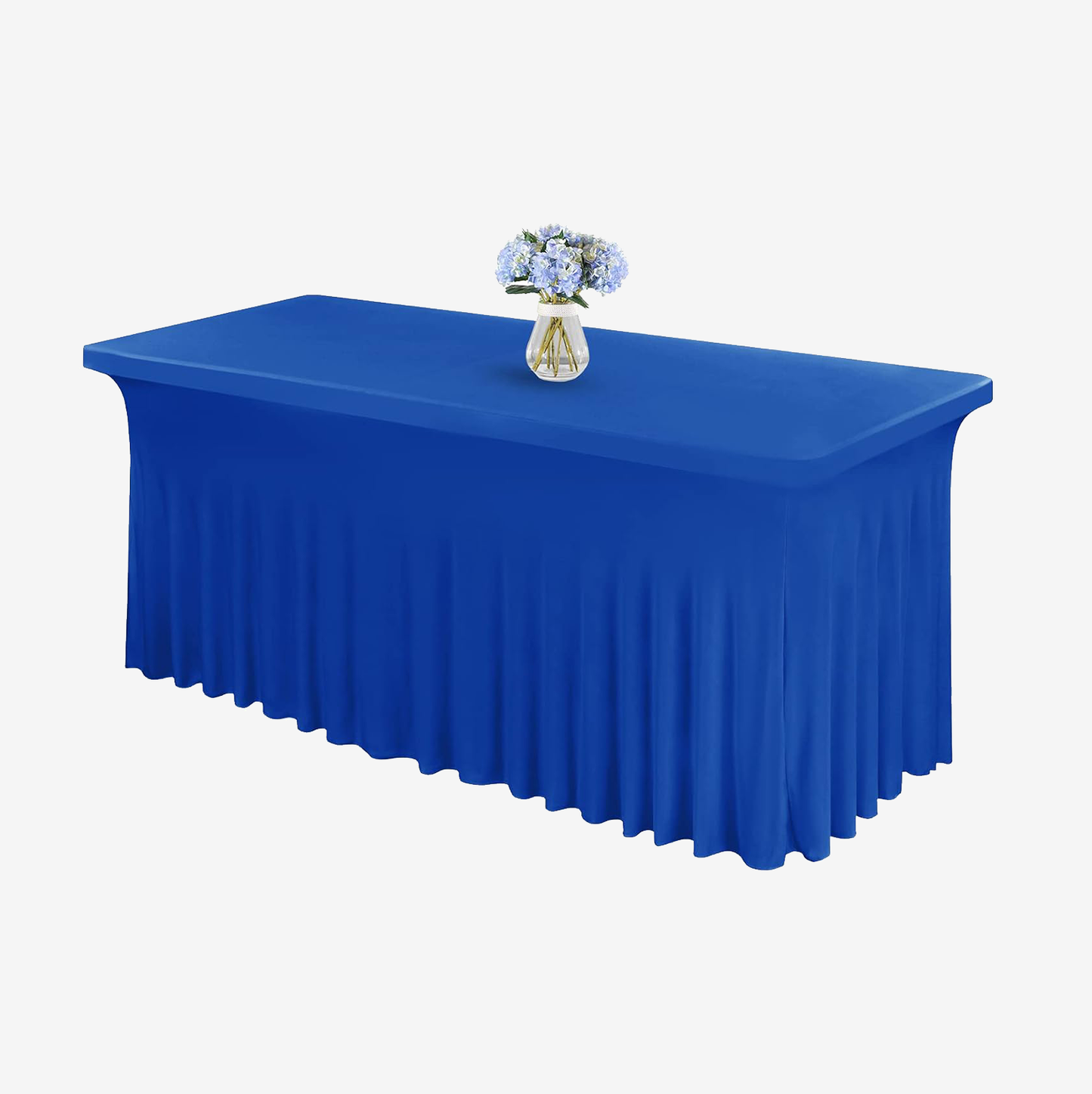 Spandex Table Skirt Fitted Royal Blue Stretch Tablecloth,1-Piece Wrinkle-Resistant Ruffles Design Installs in Seconds,Perfect for Rectangle Tables Banquets Party Wedding Thanksgiving