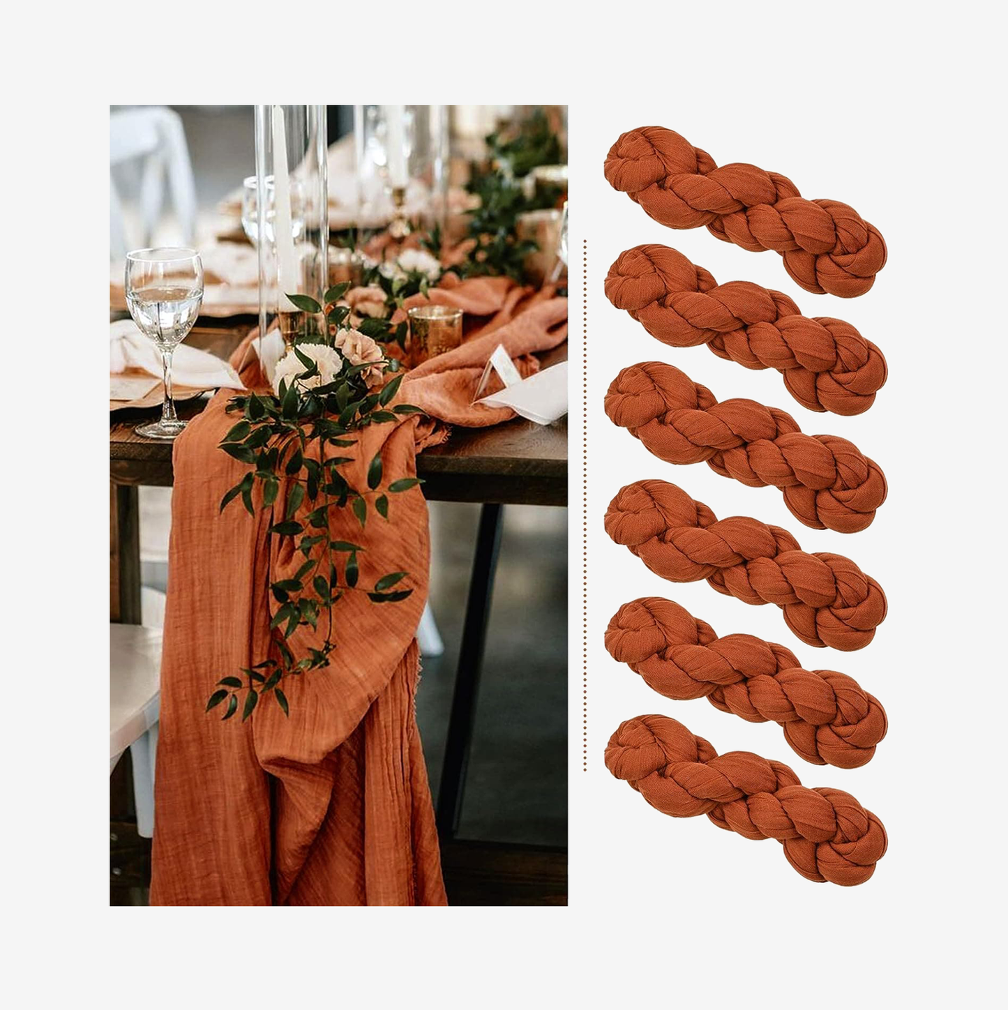 Terracotta Cheesecloth Table Runner 10FT/13FT