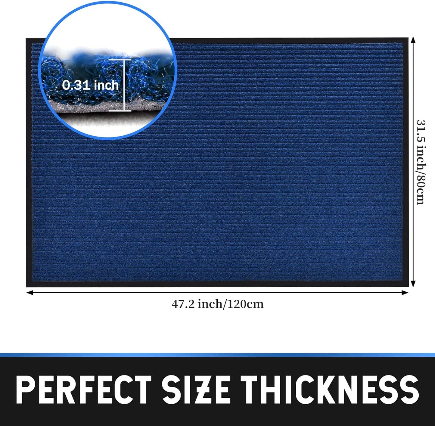 CKDLINS Profile Rubber Door Mat,Heavy Duty, Durable Doormat, Indoor and Outdoor, Waterproof, Easy Clean Shoe Scraper, Home Rug Welcome Mats for Entryway, Patio, Porch