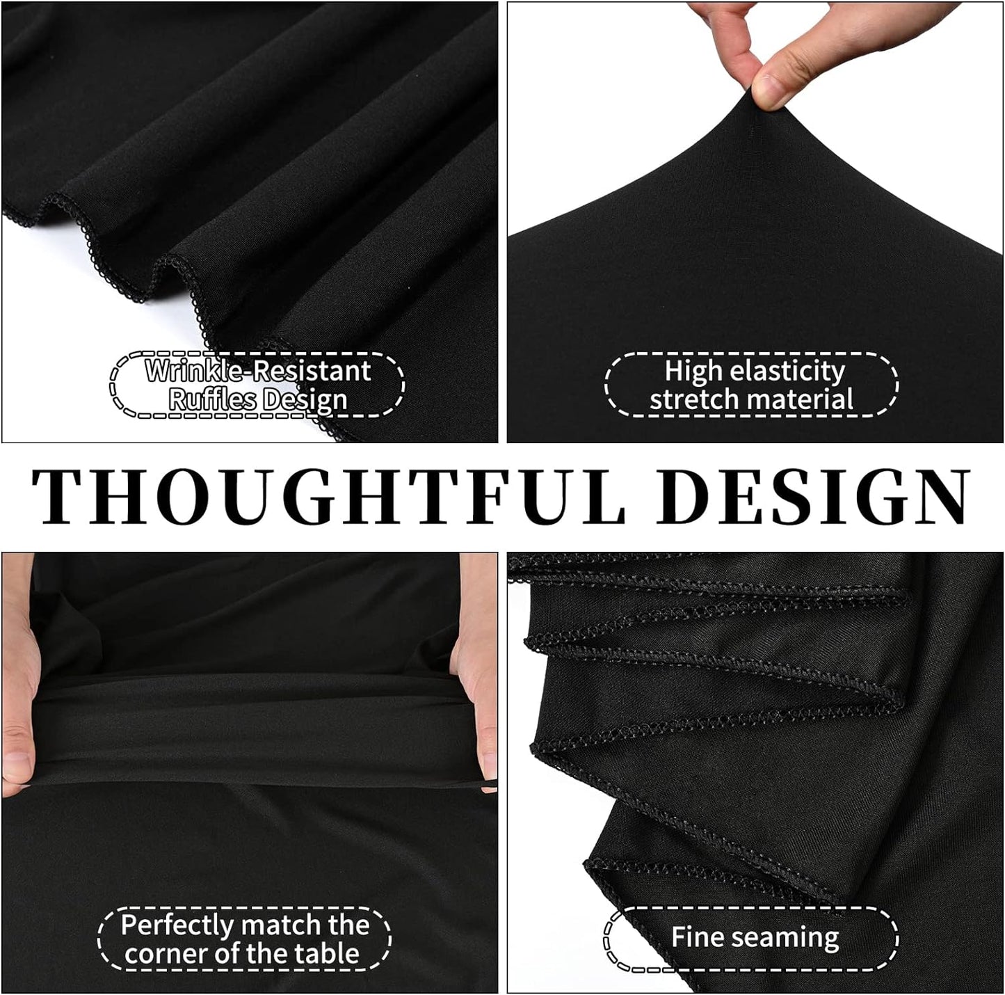Spandex Table Skirt Fitted Royal Blue Stretch Tablecloth,1-Piece Wrinkle-Resistant Ruffles Design Installs in Seconds,Perfect for Rectangle Tables Banquets Party Wedding Thanksgiving