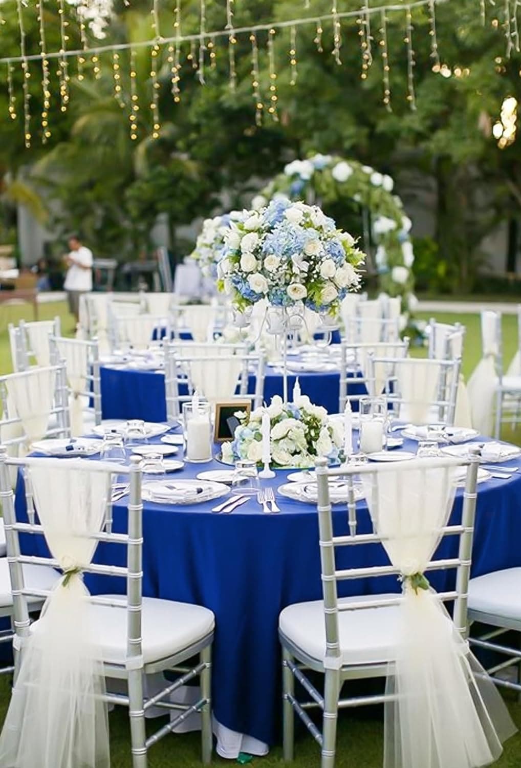 Round Tablecloth Polyester Table Cloth Royal Blue