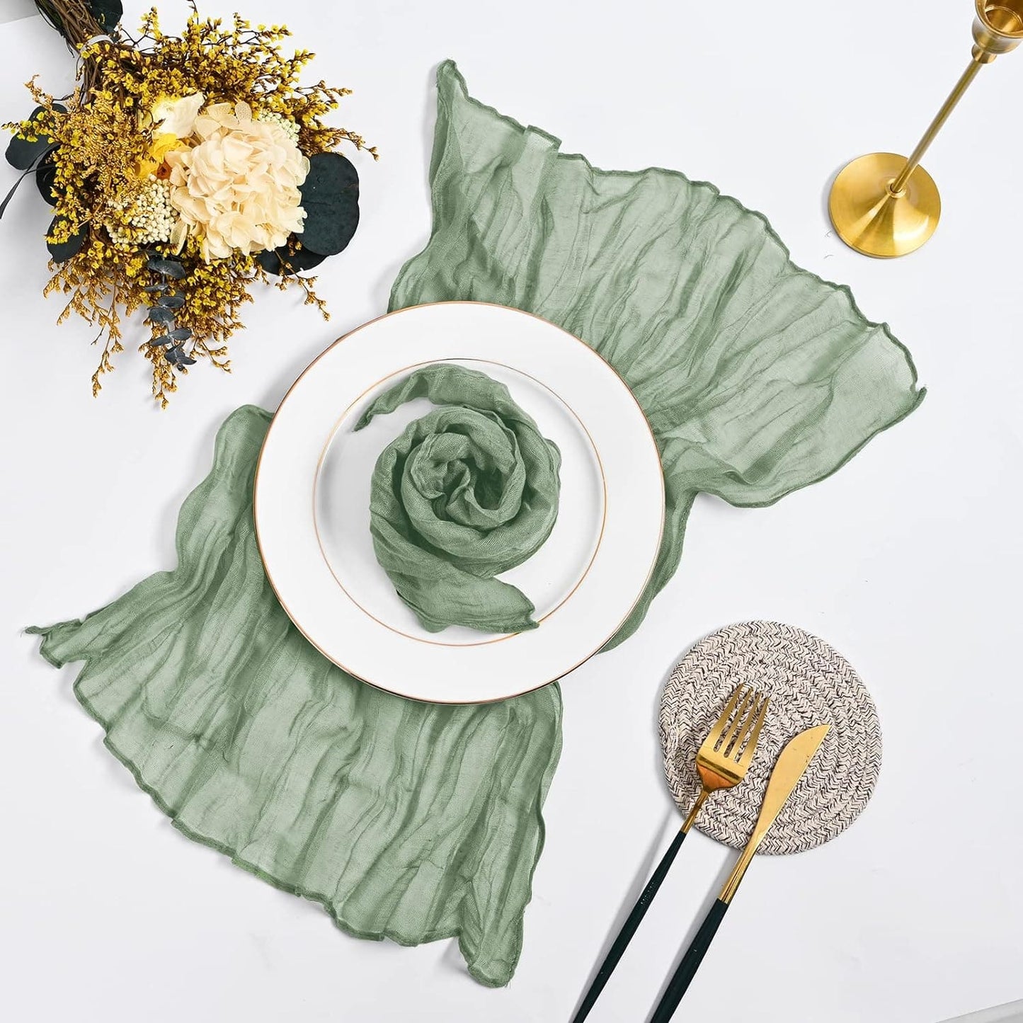 Gauze Cheesecloth Napkins 20 x 20 Inch Sage Green