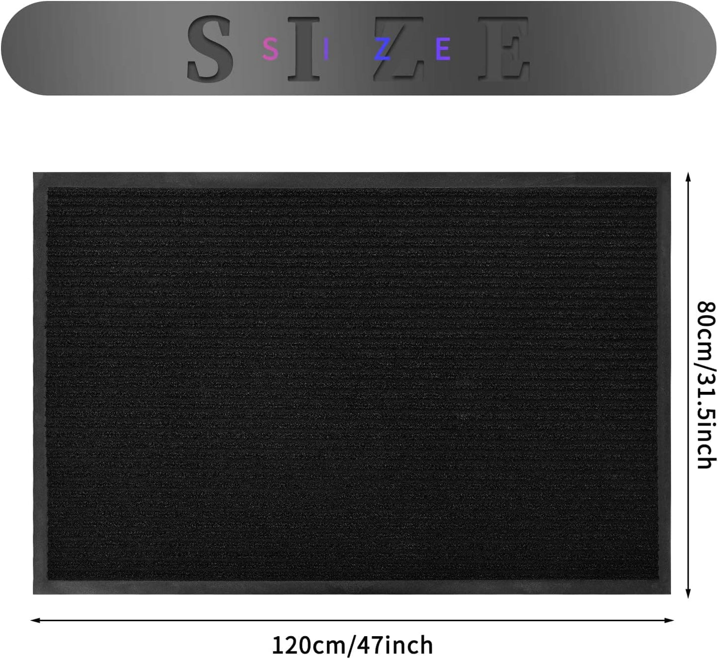 CKDLINS Profile Rubber Door Mat,Heavy Duty, Durable Doormat, Indoor and Outdoor, Waterproof, Easy Clean Shoe Scraper, Home Rug Welcome Mats for Entryway, Patio, Porch