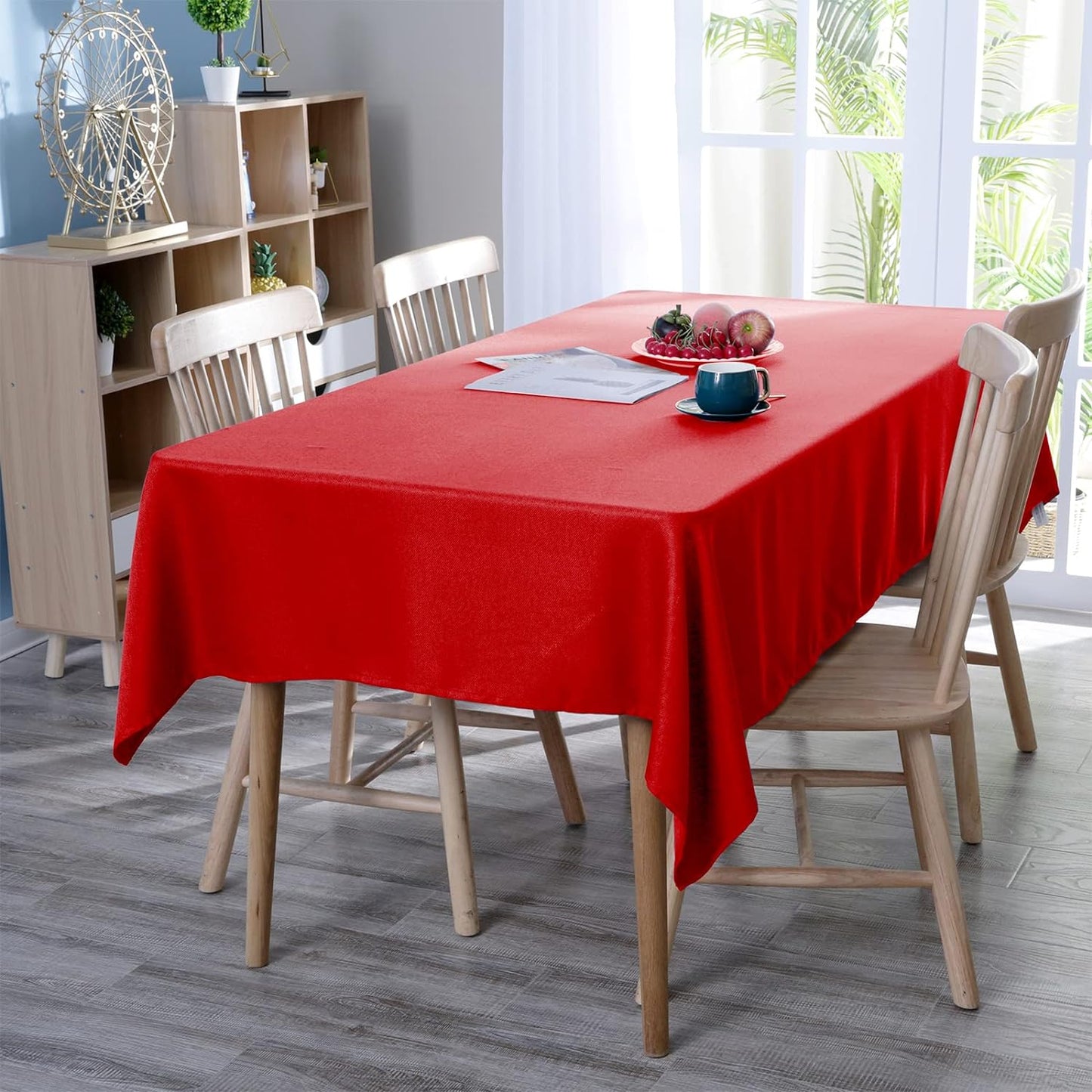 Tablecloth Polyester Table Cloth for 6 Foot Rectangle Tables,Stain and Wrinkle Resistant Washable Fabric Table Covers Polyester Beige Table Clothes for Wedding,Party,Banquet