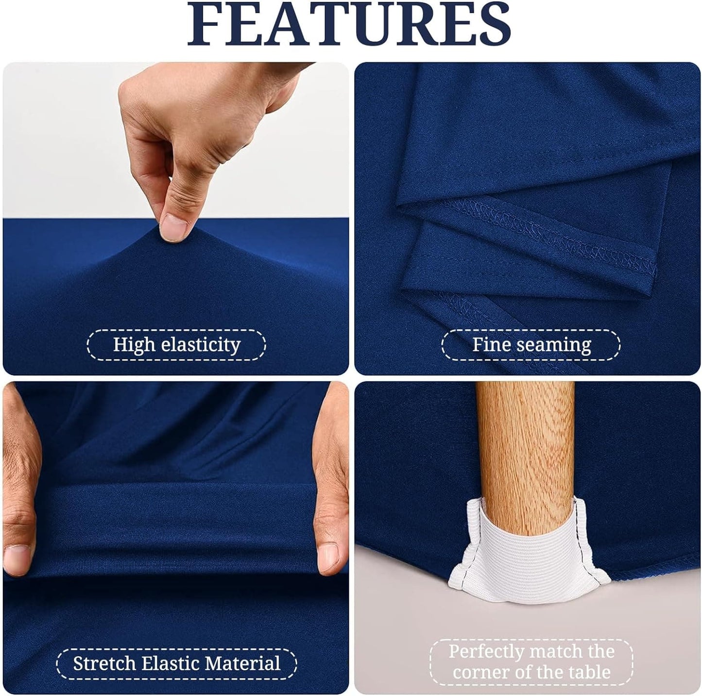 6Pack Blue Spandex Table Cover,6FT Spandex Table Covers,Spandex Elastic Tablecloth Fitted Rectangular Table Protector for Birthday Party/Wedding/Craft Exhibitions
