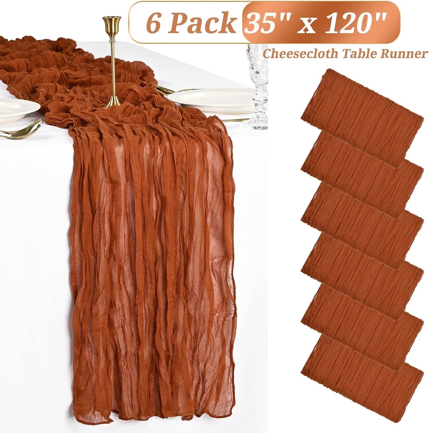 Terracotta Cheesecloth Table Runner  10FT/13FT