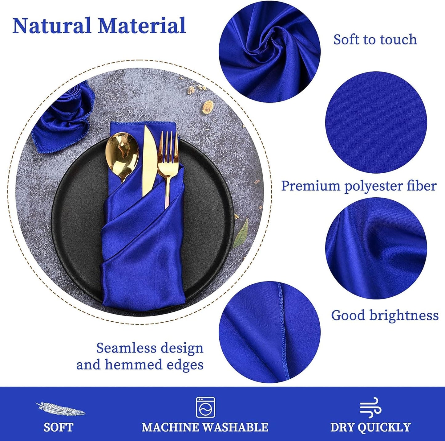 30 Pack Satin Napkins for Wedding Banquet