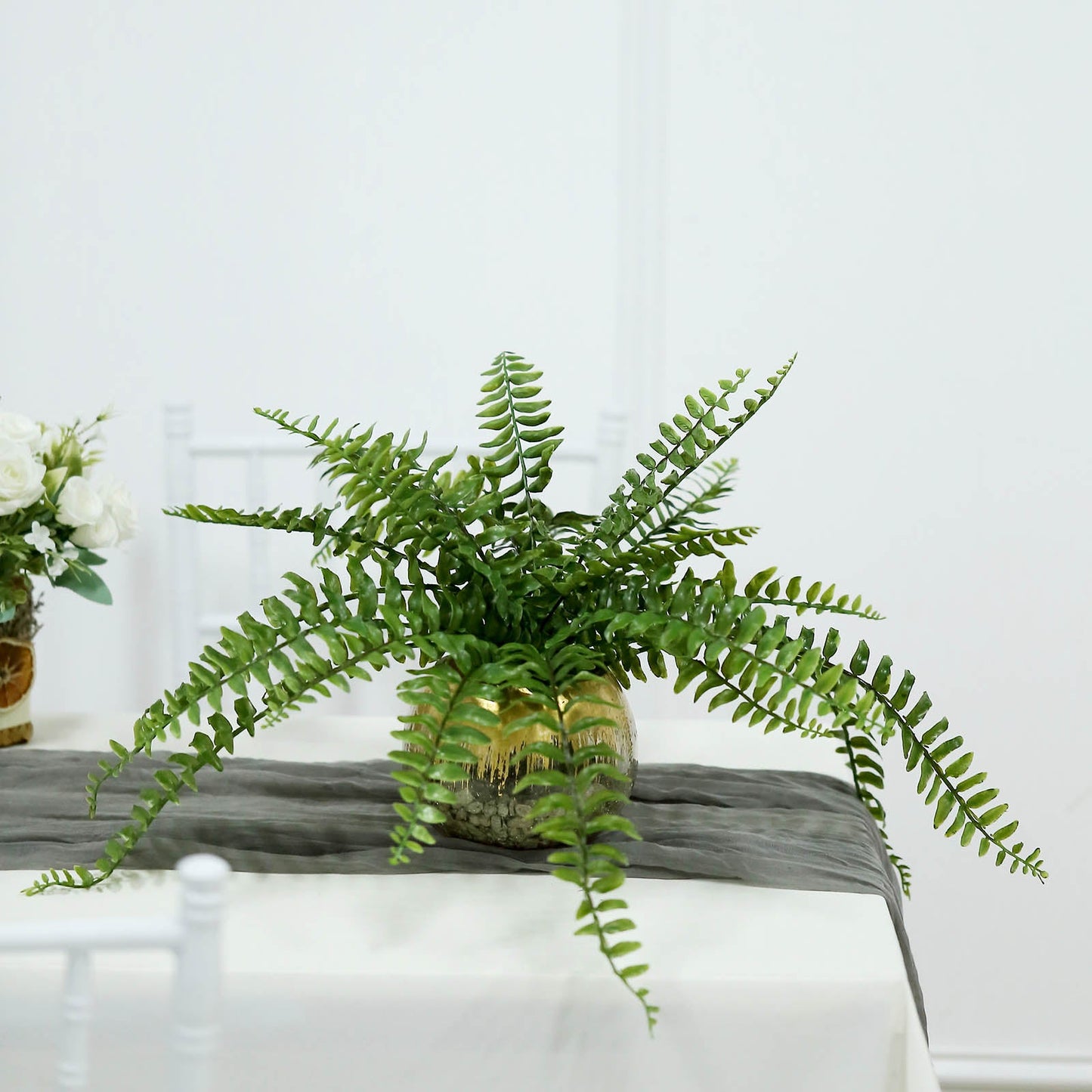 Artificial Boston Fern Green Leaf Plant, Premium Real Touch Indoor Spray 20"
