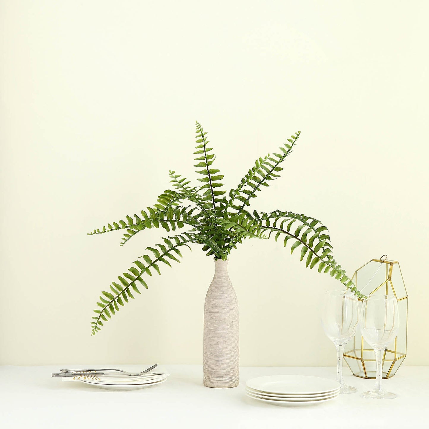 Artificial Boston Fern Green Leaf Plant, Premium Real Touch Indoor Spray 20"